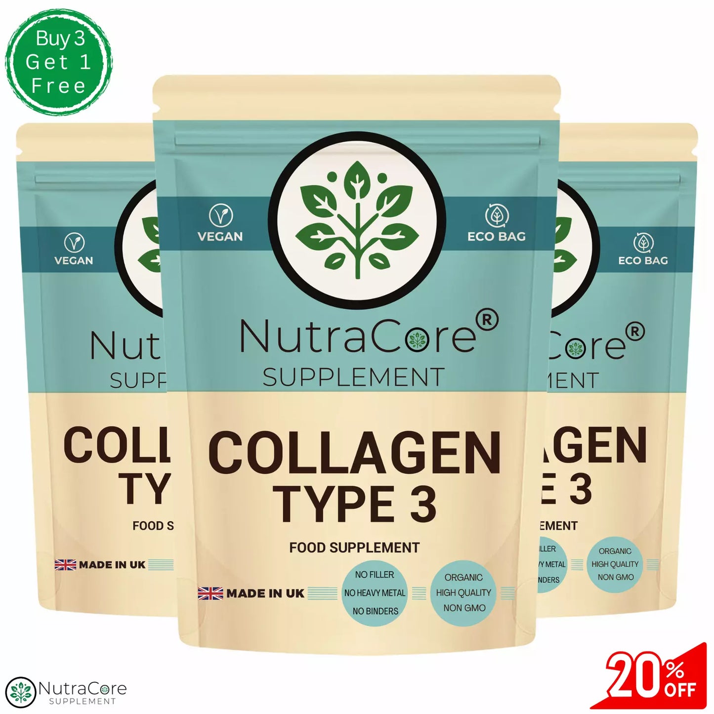 Collagen (Type 3) Capsules 600mg-Hydrolysed Marine-Joint Support&Skin Care-Strong