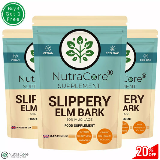 Slippery Elm Bark Capsules 5500mg (50% Mucilage)-100% Natural &Strong-Vegan Caps