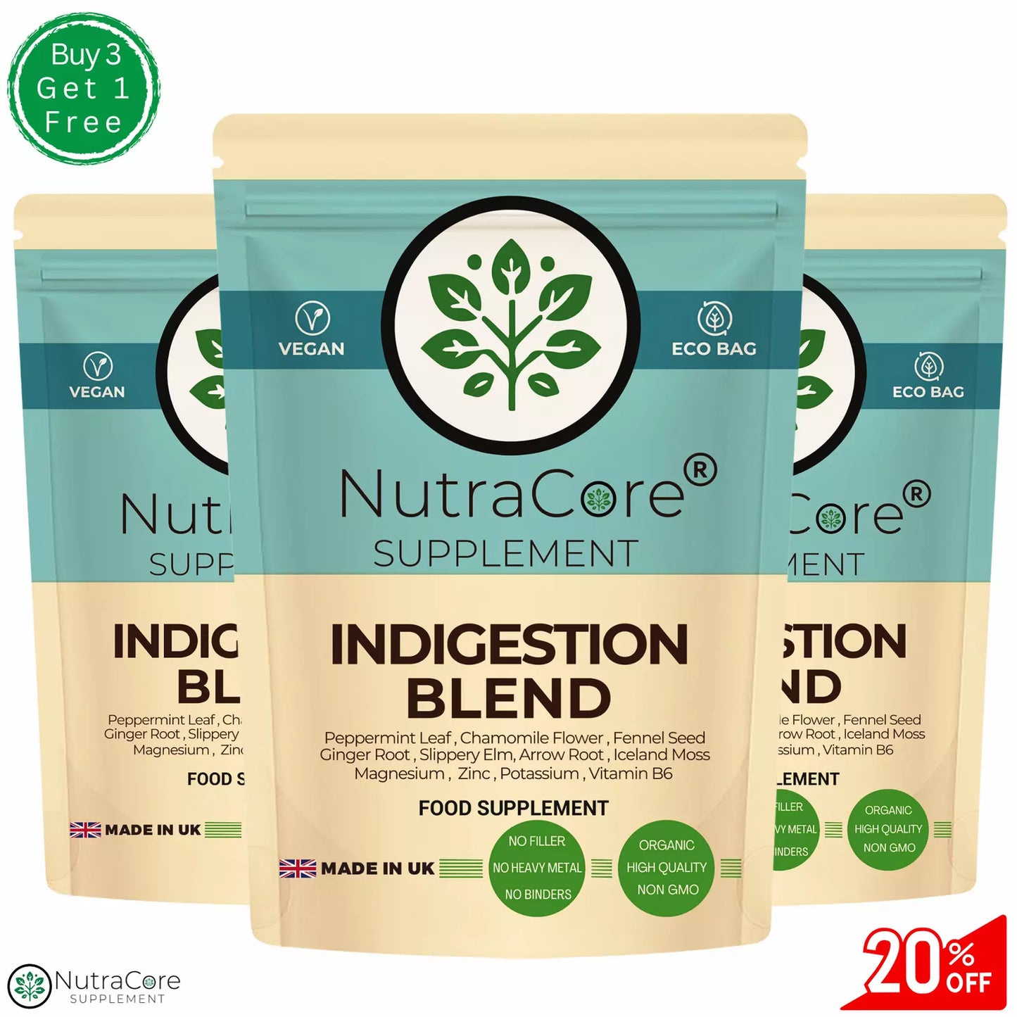 Indigestion Extract Blend Capsules 750mg-Health Digestion-100%Vegan&Natural Caps