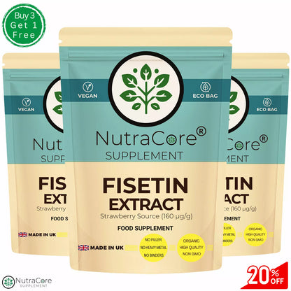 Fisetin Extract 550mg Caps (Strawberry Source)-(160 µg/g)-Vegan & Effective Caps