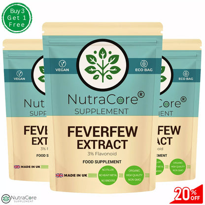 Feverfew Extract 5500mg Capsules- (3% Flavonoid)-Migraine Support-Vegan Caps