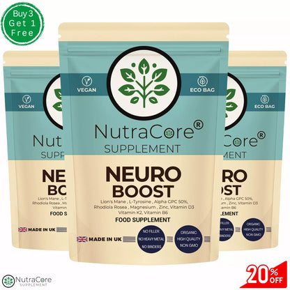 Neuro Boost Caps-500mg-Lions Mane, L-Tyrosine, Magnesium, Vitamin D3,B6,K2 MK7
