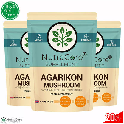 Agarikon Mushroom Capsules 5000mg-(40%-Glucans , 5%Triterpenoids)-Vegan &Natural