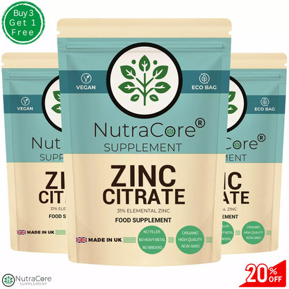 Zinc Citrate 300mg Capsules High Strength Natural Supplement Vegan & Effective