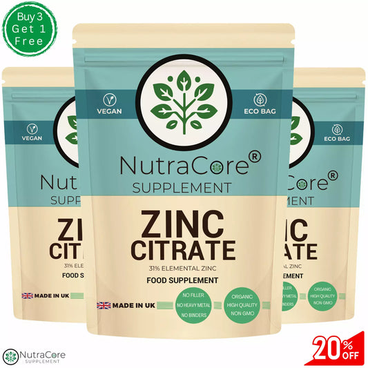 Zinc Citrate 300mg Capsules High Strength Natural Supplement Vegan & Effective