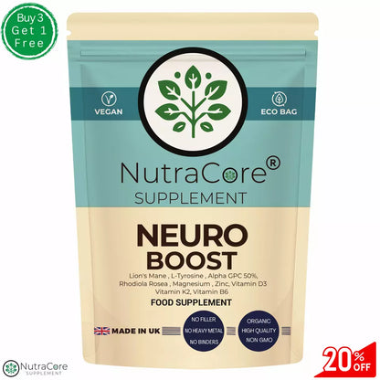 Neuro Boost Caps-500mg-Lions Mane, L-Tyrosine, Magnesium, Vitamin D3,B6,K2 MK7