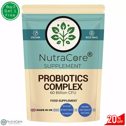Probiotics Complex For Gut Health-60 Billion CFU - 15 Active Bacteria-Vegan Caps