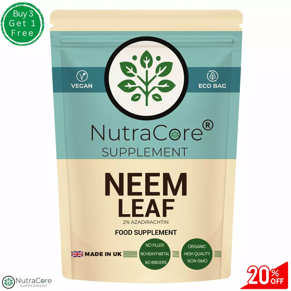 NEEM LEAF 5500mg Capsules, (2%Azadirachtin) 100% Organic-Detox Immune Support