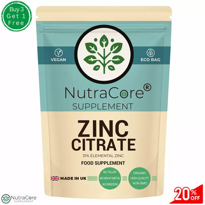 Zinc Citrate 300mg Capsules High Strength Natural Supplement Vegan & Effective