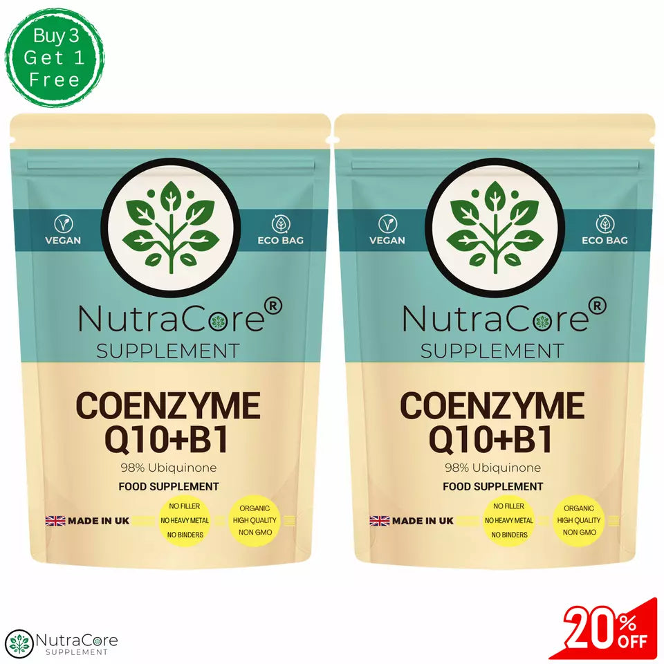 Co Enzyme Q10+Vitamin B1-550mg Capsules-(98%Ubiquinone+B1 Spinach Source)-Vegan