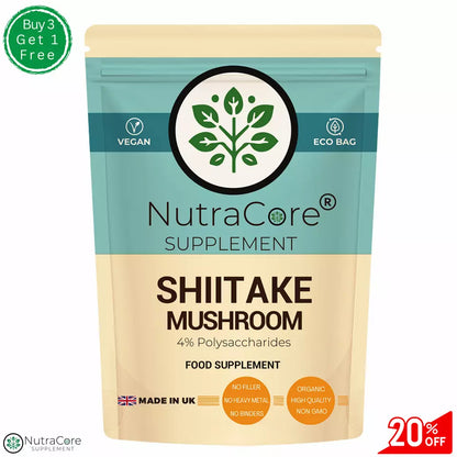 Shiitake Mushroom Capsules 5000mg (60.7% ß-Glucan)-Strong & Effective Vegan