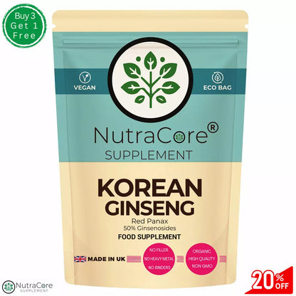 White Korean Ginseng Capsules 5000mg (50% Ginsenoside) Supporting Overall Health