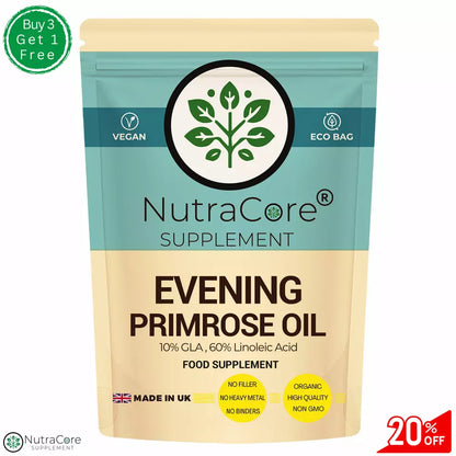 Evening Primrose Oil 1100mg  (10% GLA, 60% Linoleic Acid )-Vegan & Natural