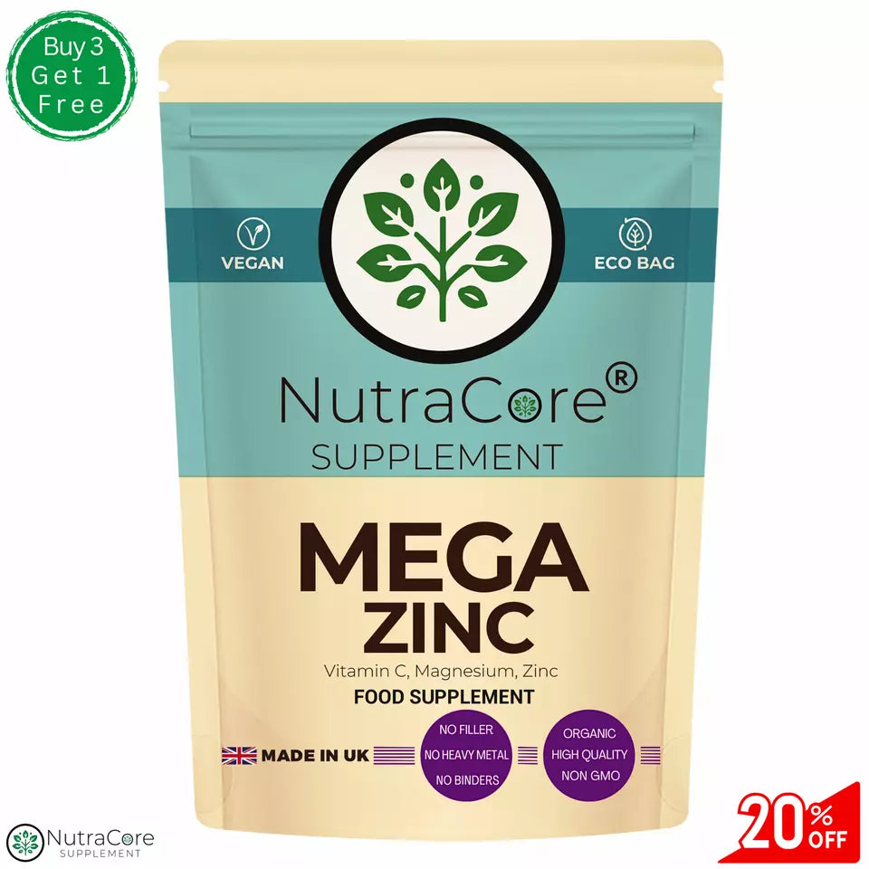 Mega Zinc 500mg Capsules(Zinc, Magnesium, Vitamin C)-100%Vegan&Natural Products