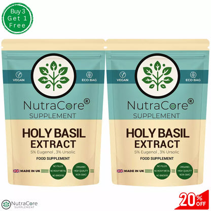 Holy Basil Capsules 5000mg-(3% Mucilage, 5% Saponins)-Brain Health, Vegan