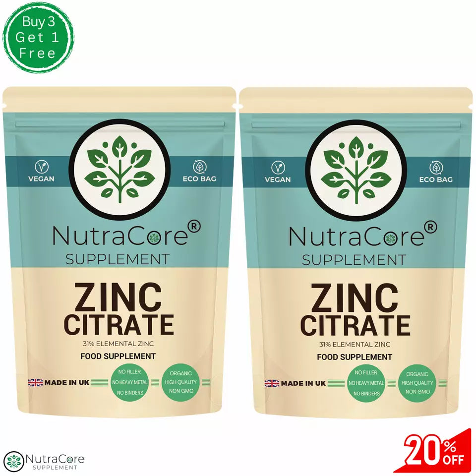 Zinc Citrate 300mg Capsules High Strength Natural Supplement Vegan & Effective