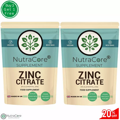 Zinc Citrate 300mg Capsules High Strength Natural Supplement Vegan & Effective