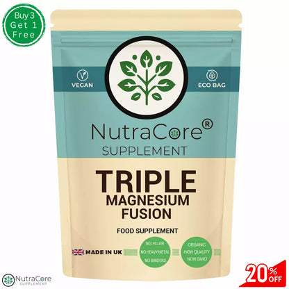 Triple Magnesium Complex 750mg Capsules(Bisglycinate+Citrate+Taurate)-100% Vegan