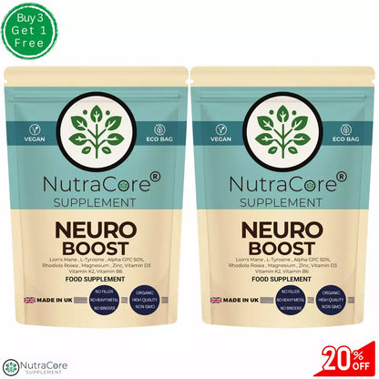Neuro Boost Caps-500mg-Lions Mane, L-Tyrosine, Magnesium, Vitamin D3,B6,K2 MK7