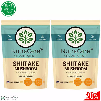 Shiitake Mushroom Capsules 5000mg (60.7% ß-Glucan)-Strong & Effective Vegan