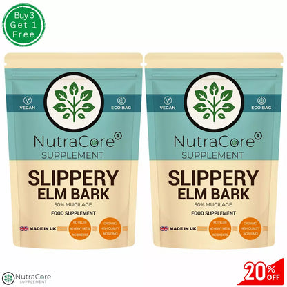 Slippery Elm Bark Capsules 5500mg (50% Mucilage)-100% Natural &Strong-Vegan Caps