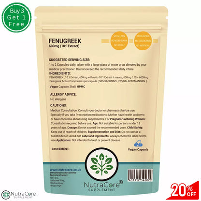Fenugreek Caps 600mg-25%GALACTOMANNAN-Breast Feeding, Libido, Cholesterol,
