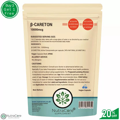 BETA CAROTENE Capsule-10000mcg-( 90% Natural B-Carotene)-EYE Health & Cognitive