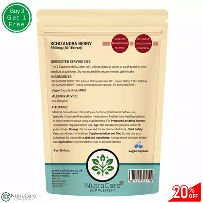 Schizandra Berry Capsules 5500mg-(5% Schizandrins)-100% Natural & Vegan