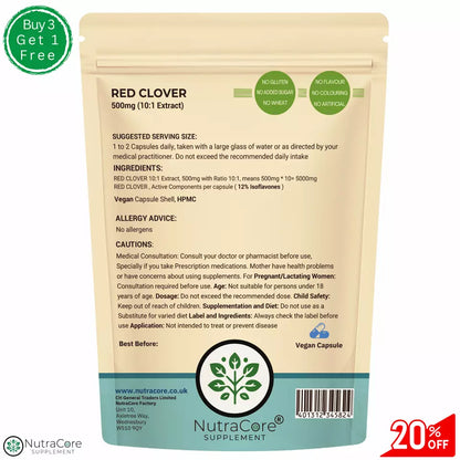 Red Clover Capsules 5000mg-(12% Isoflavones)-Cholesterol & Women Health-Vegan