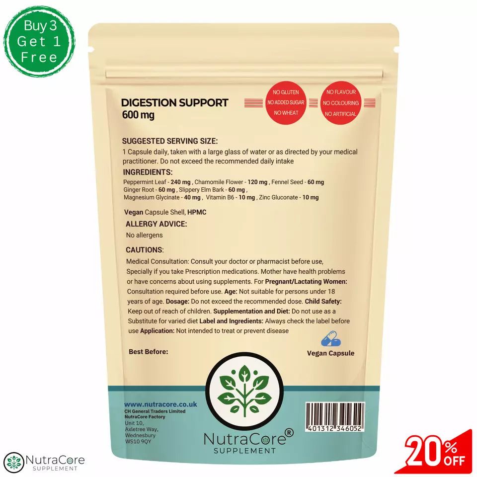 Digestive Complex Capsule-600mg-Helps Stomach Cramps & Bloating-Digestive Health