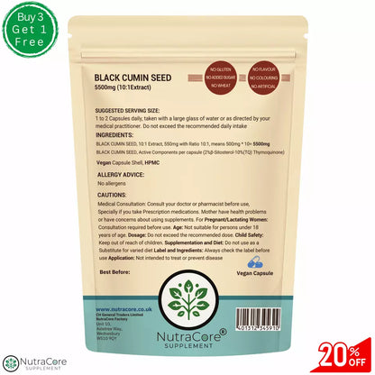 Black Cumin Seed Caps-5500mg (2% ß-Sitosterol ) Immune & Respiration Support