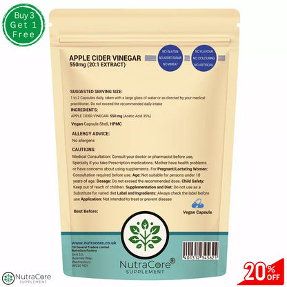 Apple Cider Vinegar 550mg Capsules-( Acetic Acid 35%)-Weight Loss &Fat Burner