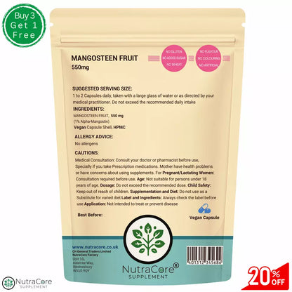 Mangosteen Fruit Capsules 550mg, (1%Alpha-Mangostin)Weight Control-100% Natural