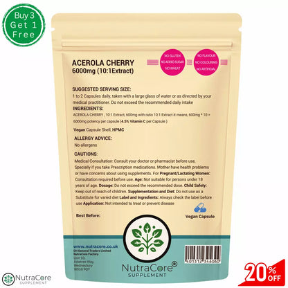 Acerola Cherry Capsules 6000mg ( 45% Vitamin C)-Immunity & Liver Support