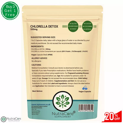 Chlorella 550mg Capsules-(60% Protein, 2%Chlorophyll, 5%CGF)-IMMUNE SYSTEM