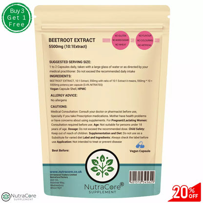 Beetroot Extract Capsules 5500mg-( 0.4%Nitrates)-Support Cholesterol & Heart