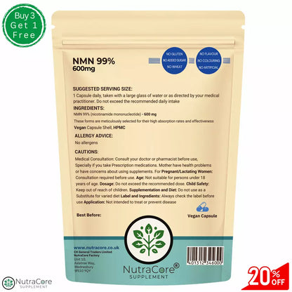 NMN Capsules Clean 99% Nicotinamide NMN 600mg Anti-Aging NMN Supplements Vegan