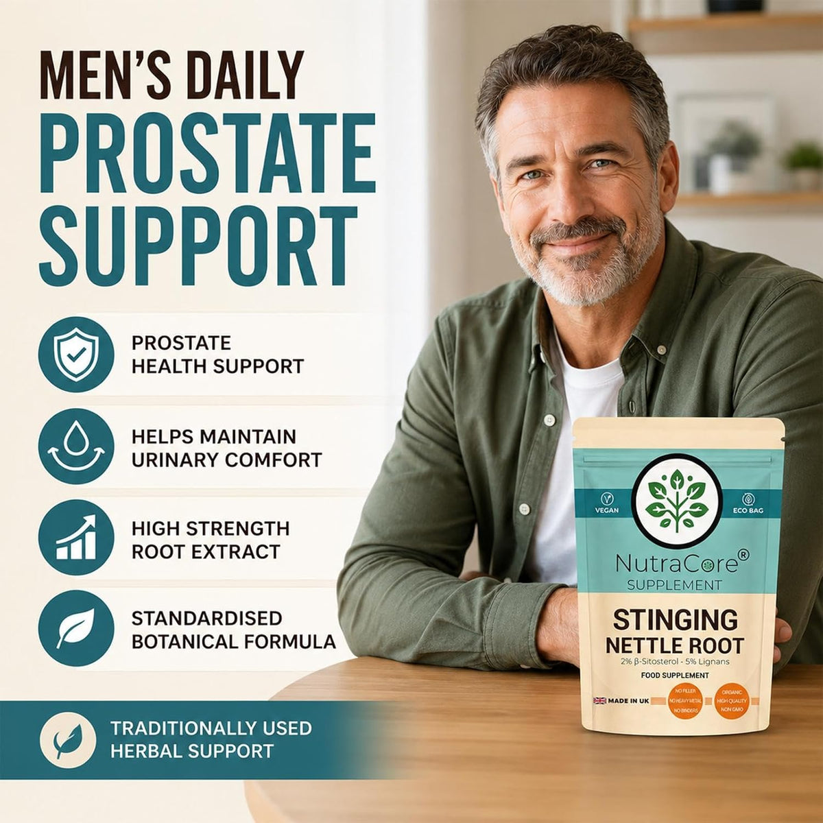 Stinging Nettle Root Capsules 5500mg (5% Lignans, 2% ß-Sitosterol) – 100% Vegan