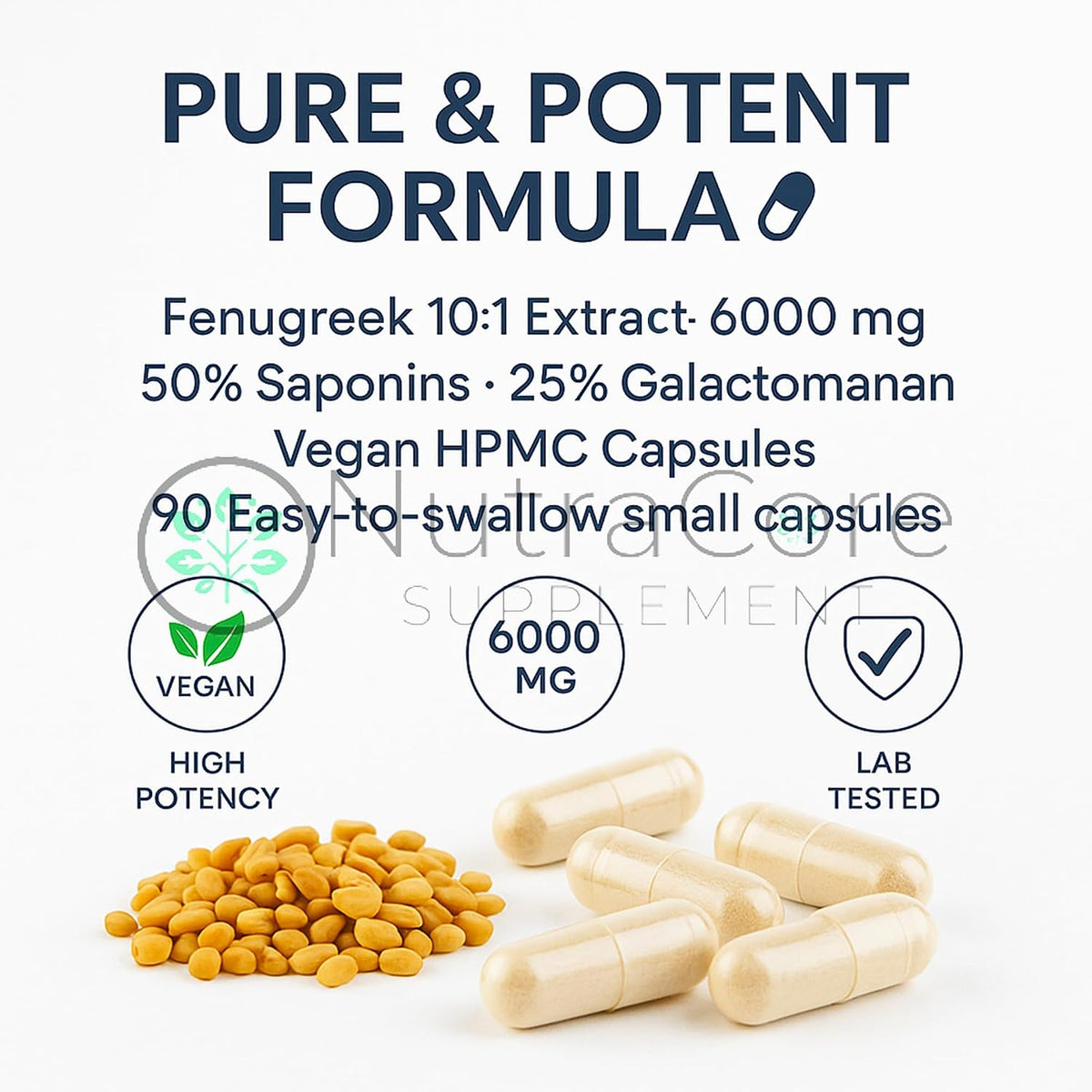 Fenugreek Caps 600mg - 25% Galactomannan - Breast Feeding, Libido & Cholesterol