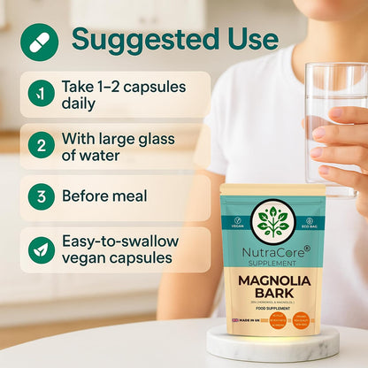 Magnolia Bark 6000mg Capsules | 25% Honokiol | Vegan Supplement