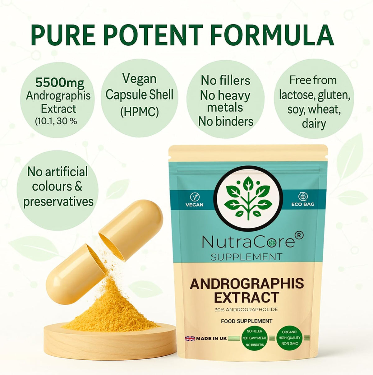 Andrographis Capsules 5500mg (30% Andrographolide) – Improving Immunity