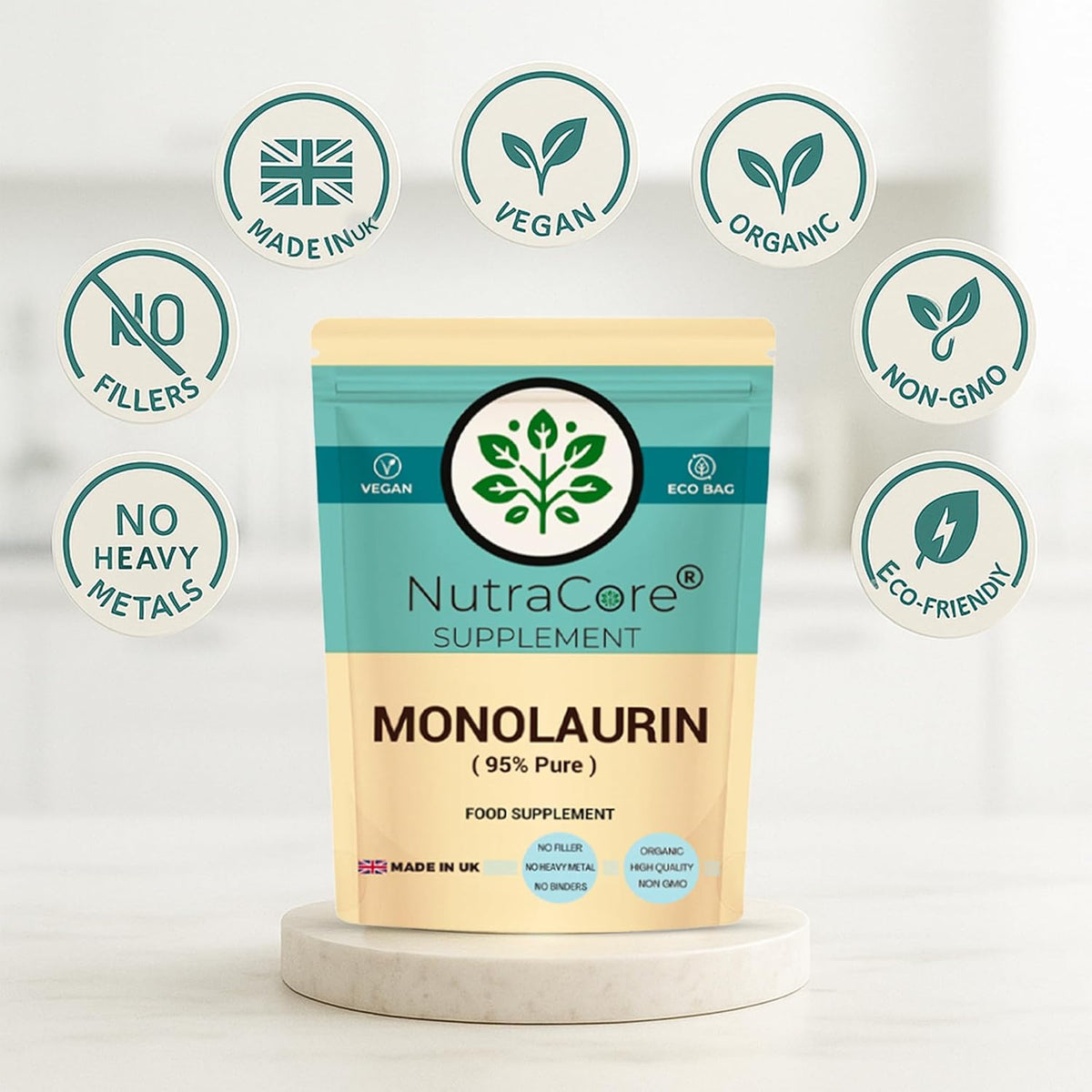 Monolaurin Capsules 550mg | Immune Health Support | 95% Pure | Vegan
