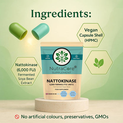 Nattokinase 6000 FU Capsules | Fermented Soy | Vegan Supplement