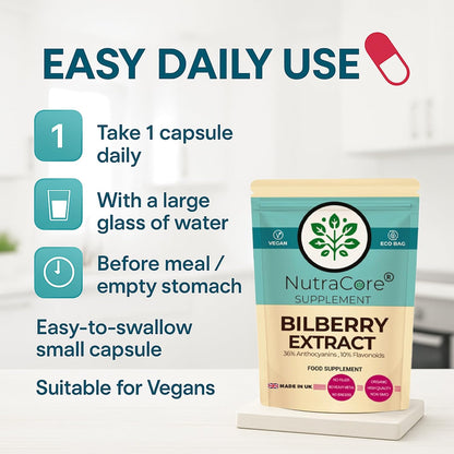 Bilberry Extract 6000mg Capsules | 36% Anthocyanins | Vegan Formula