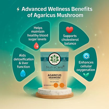 Agaricus Mushroom 4500mg Capsules | 40% Beta-Glucans | Vegan Formula