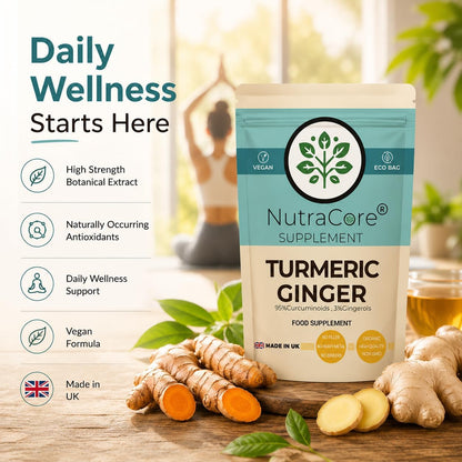 Turmeric & Ginger 500mg Capsules | Vegan Digestive & Energy Support