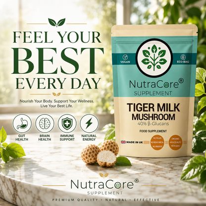 Tiger Milk Mushroom 5000mg Capsules-(40%B-Glucans)-100% Natural & Vegan Product