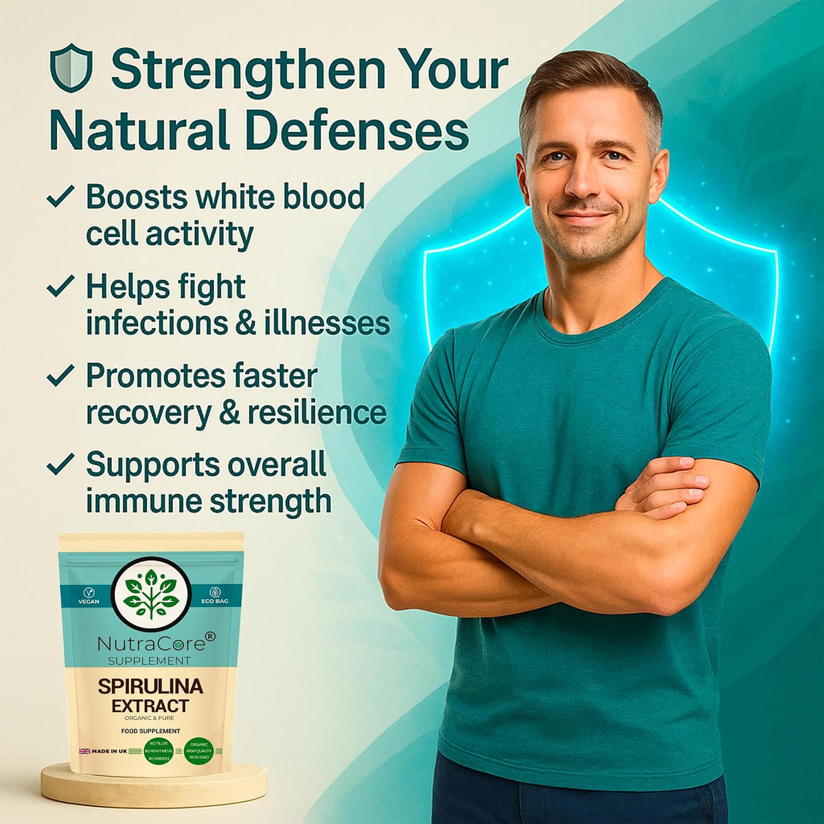 Organic Spirulina 600mg Capsules | Vegan Green Superfood Supplement
