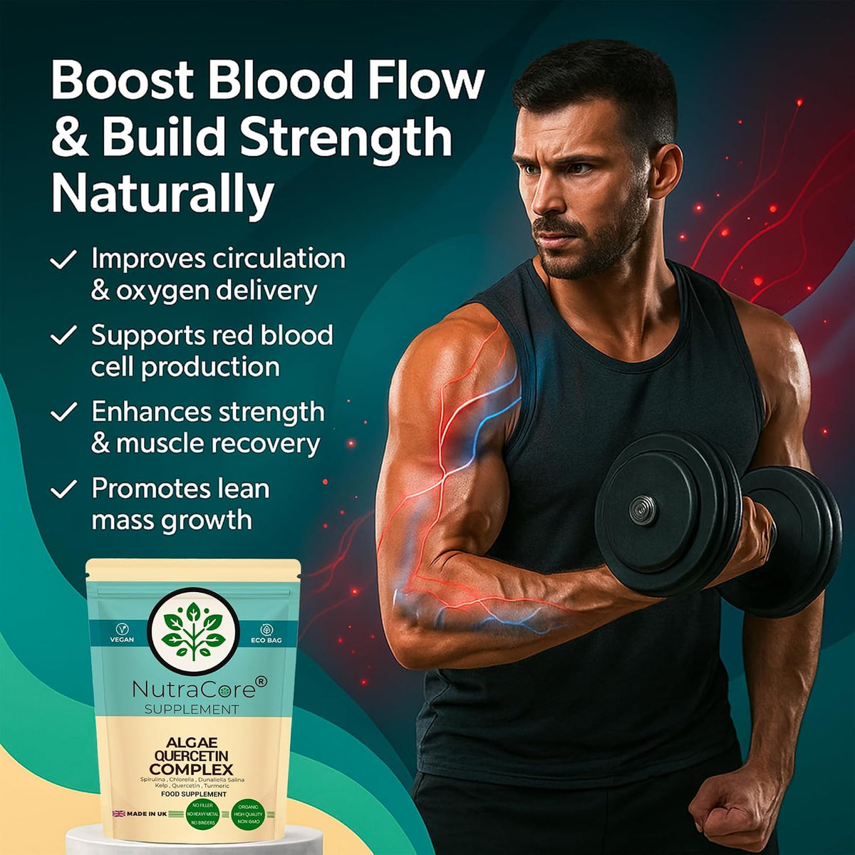 Algae Complex 800mg Capsules | Spirulina, Chlorella, Quercetin & Turmeric