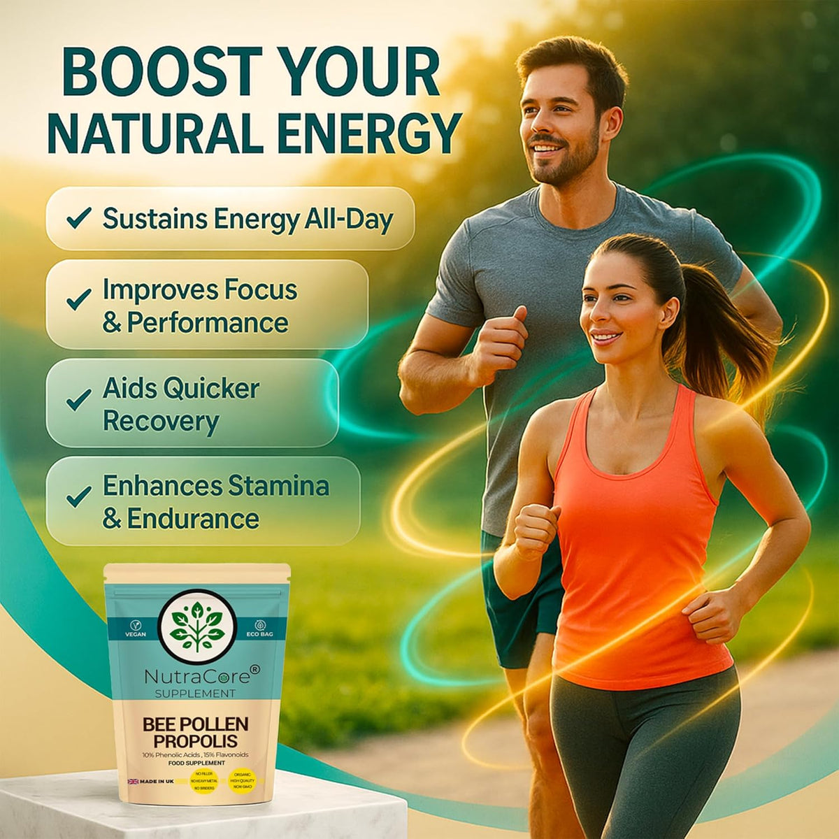 Bee Pollen Propolis Capsules 600mg – 10% Phenolic Acids, 15% Flavonoids
